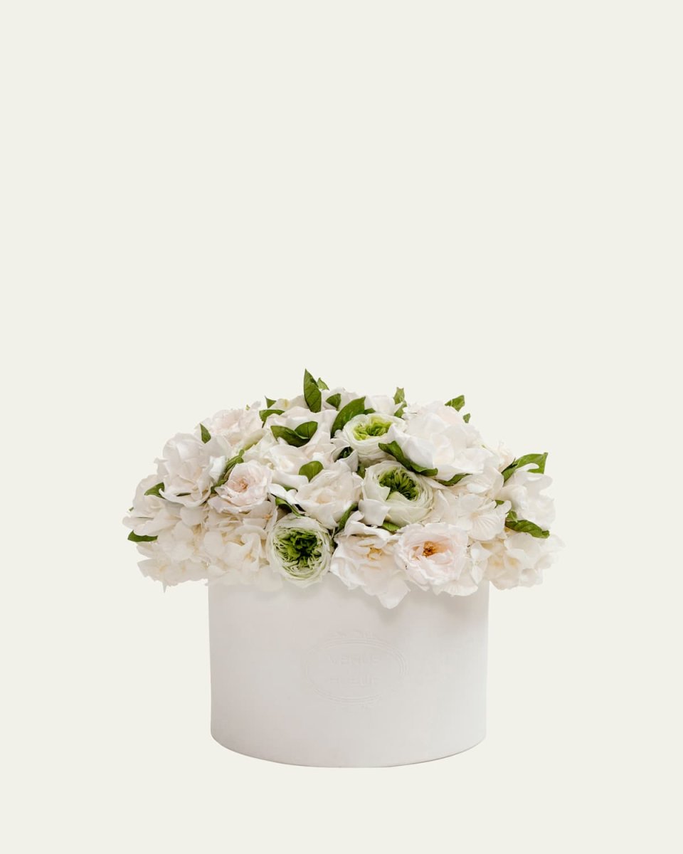 Eternity Gardenias and Roses in Thalia Porcelain Vase, 11" Tall